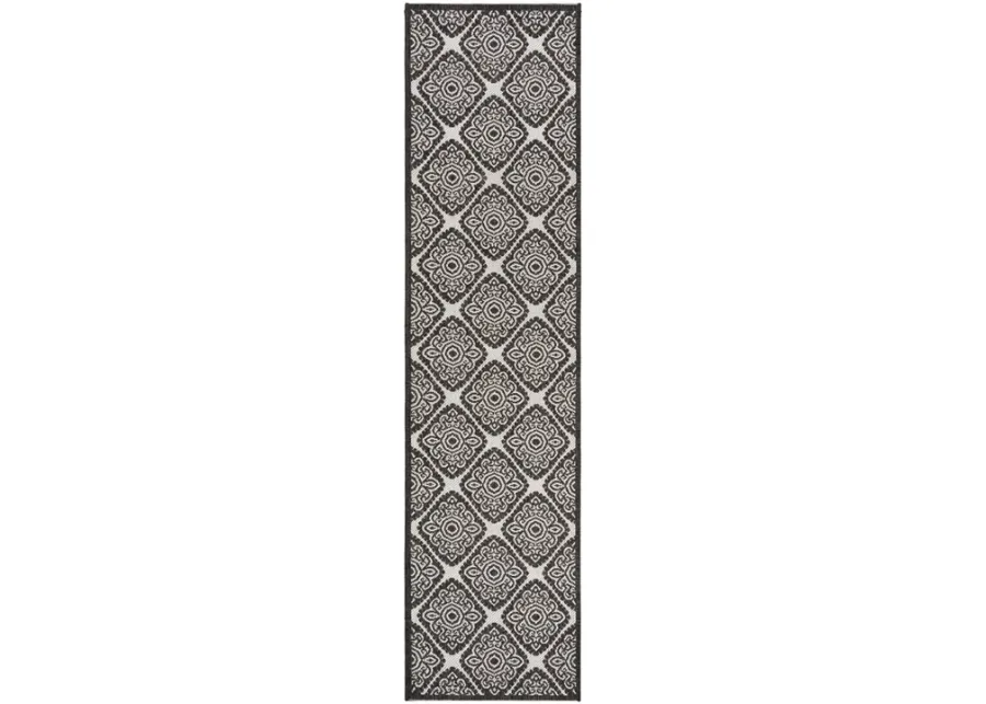 LINDEN 132 Collection LND132A-28 Light Grey / Charcoal 2'-2" X 8'