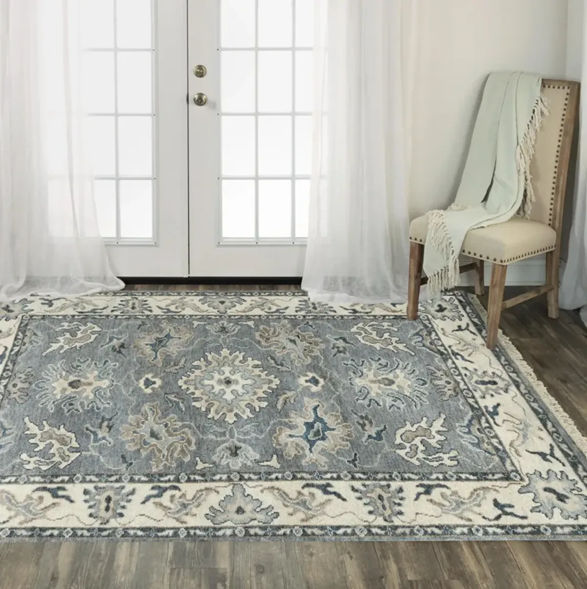 Ashton Gray  Hand Spun Wool/Tencel 9'x12' Rectangle Rug