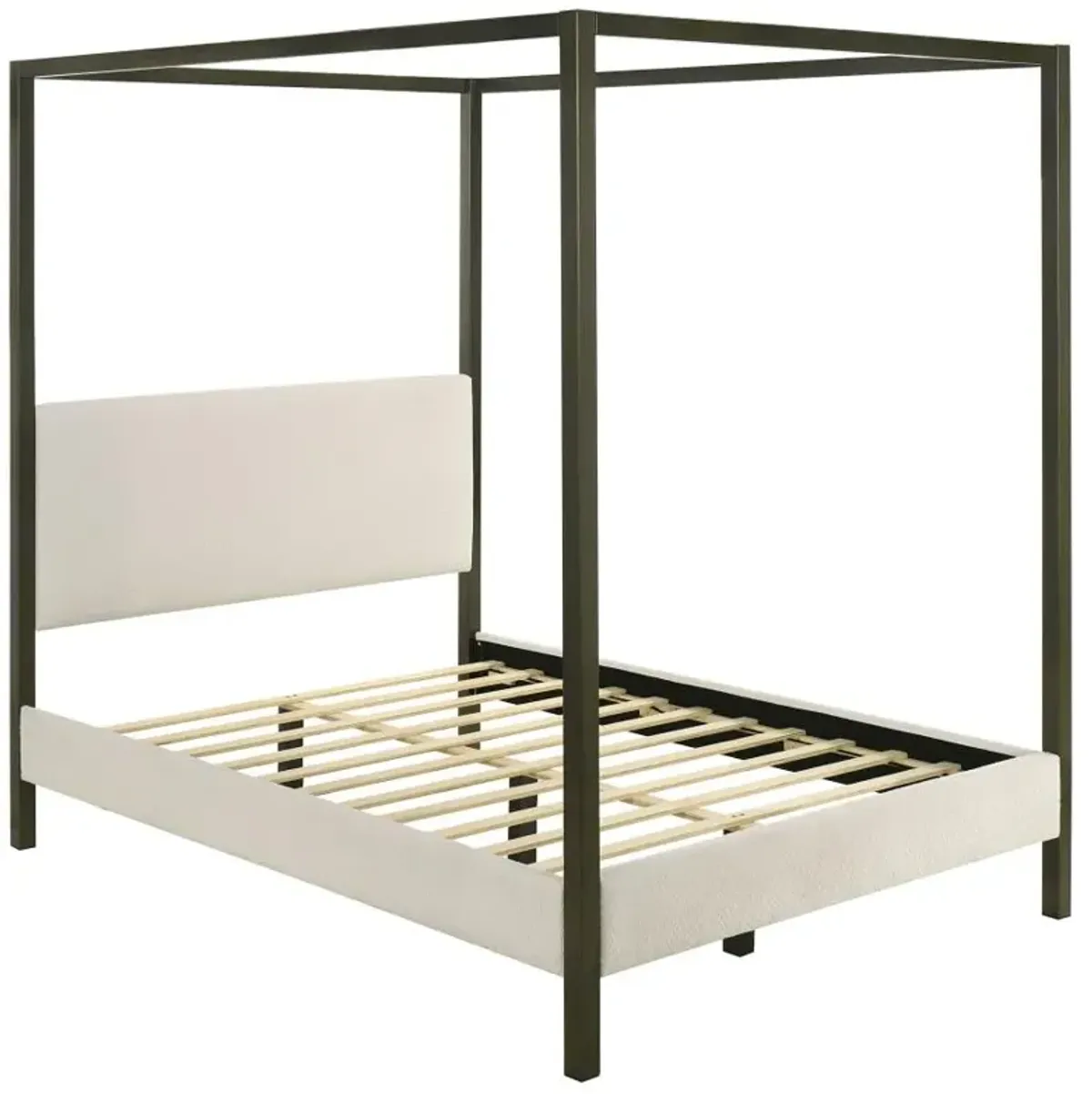 Monroe Upholstered Queen Canopy Platform Bed Vanilla and Black