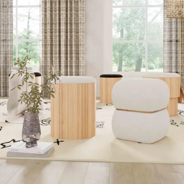 Sagano White Nesting Storage Ottomans - Set of 2