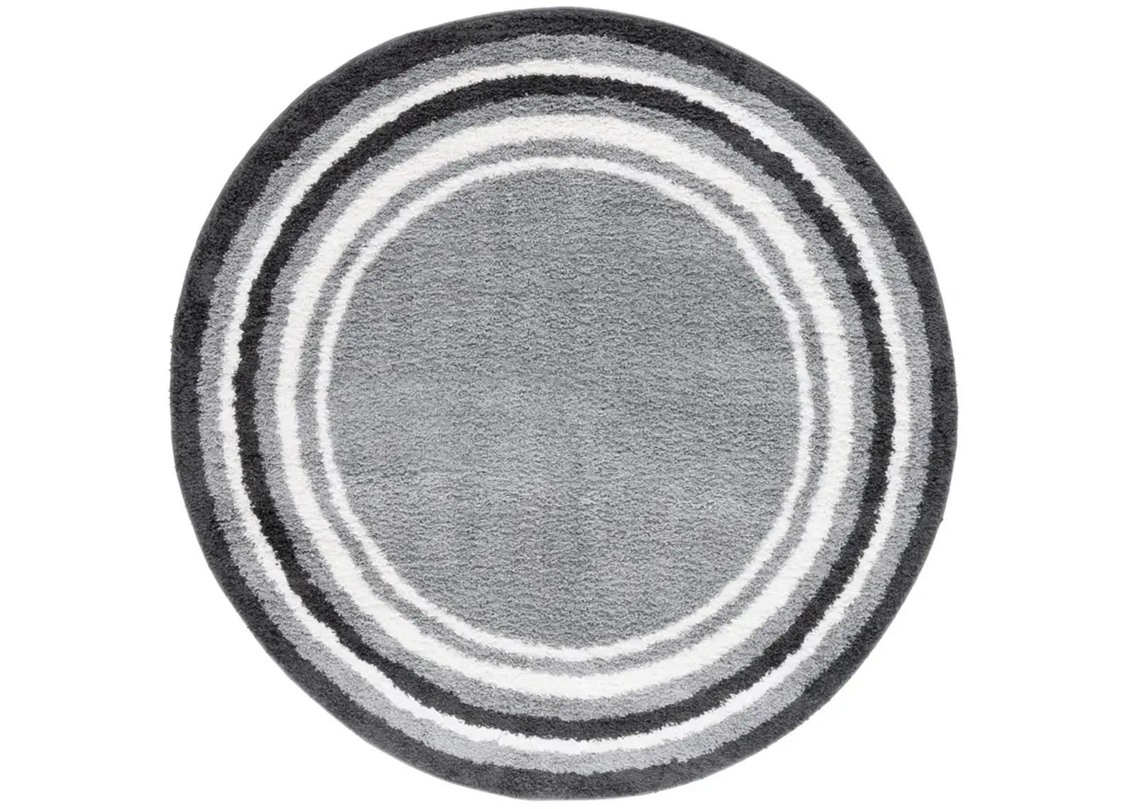 BORDER & STRIPE SHAG 251 Grey 6'-7' X 6'-7' Round Round Rug