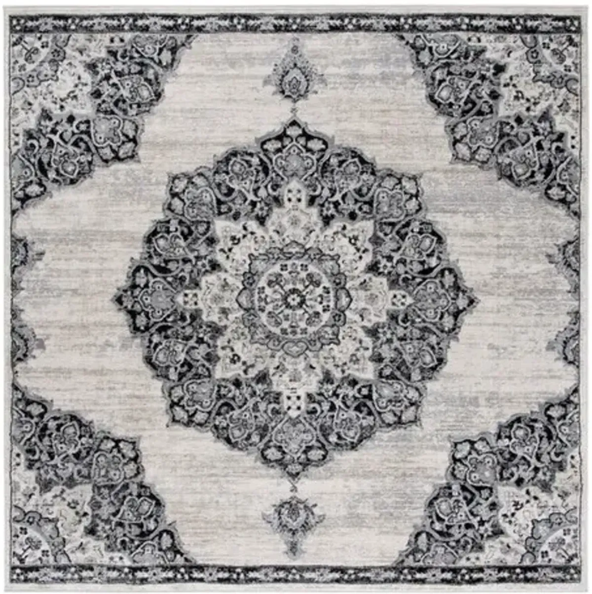 Brentwood 802 Ivory / Black 6'-7" X 6'-7" Square Square Powerloomed Rug