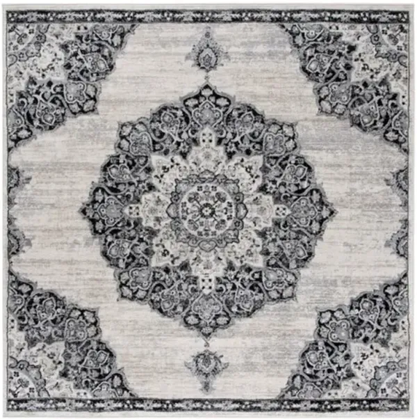 Brentwood 802 Ivory / Black 6'-7" X 6'-7" Square Square Powerloomed Rug
