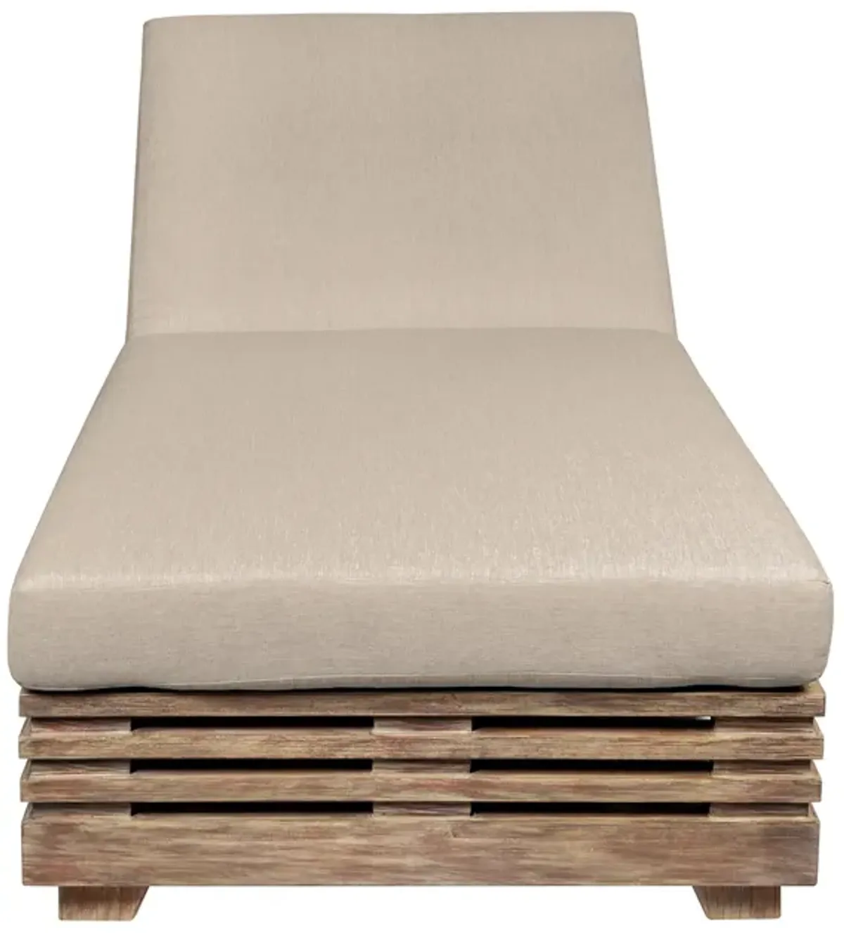 Vivid Outdoor Patio Chaise Lounge Chair in Light Eucalyptus Wood with Taupe Olefin Cushions 