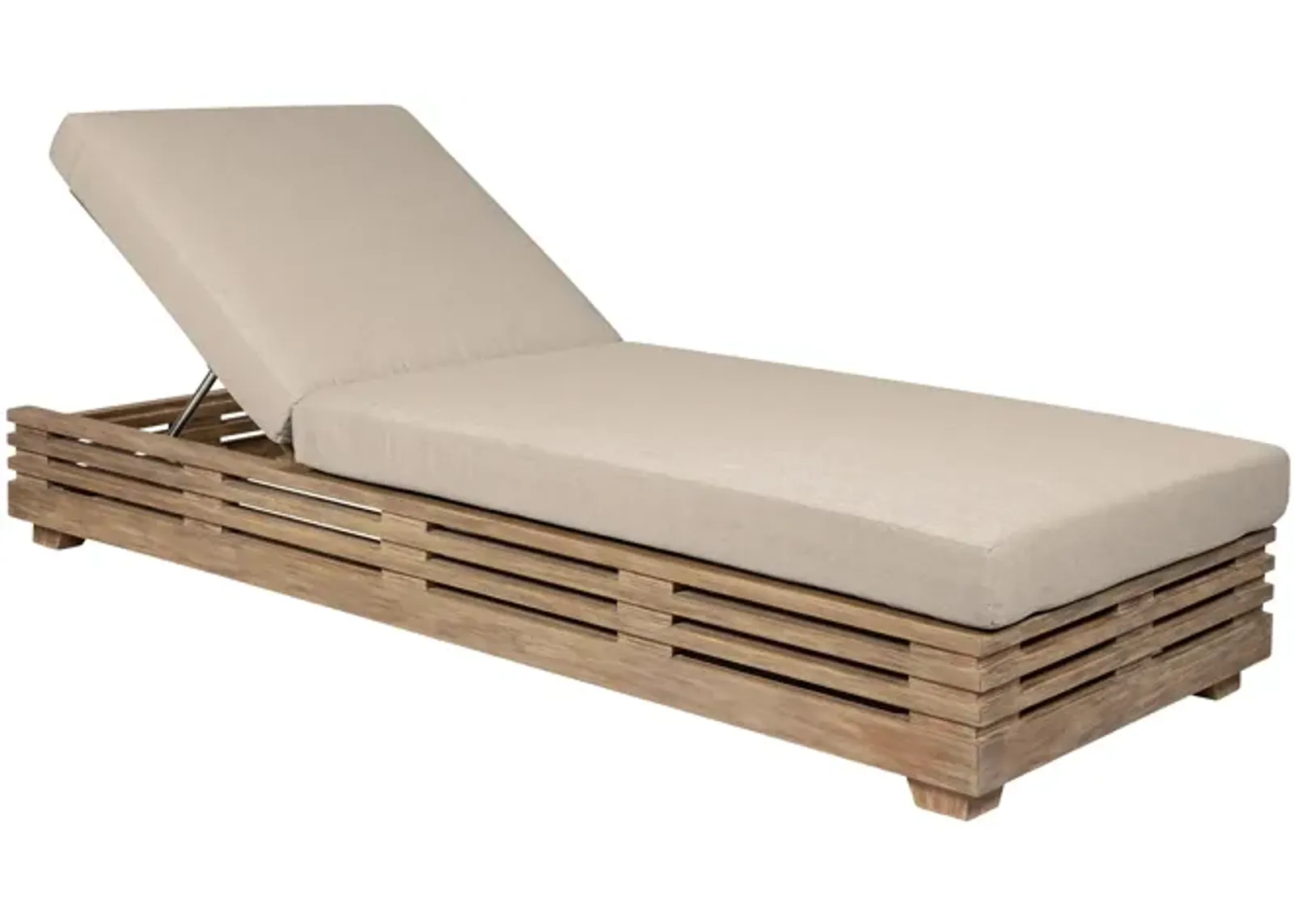 Vivid Outdoor Patio Chaise Lounge Chair in Light Eucalyptus Wood with Taupe Olefin Cushions 