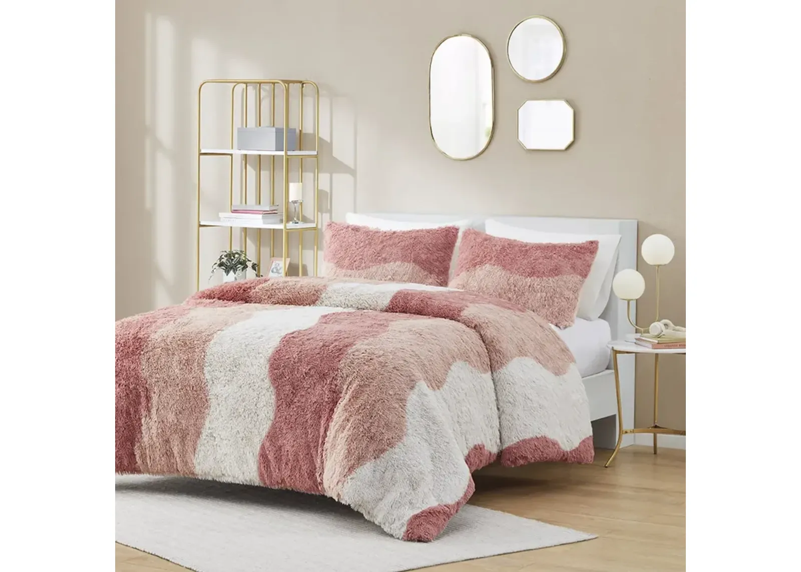 Cassie Ombre Shaggy Faux Fur Duvet Cover Set