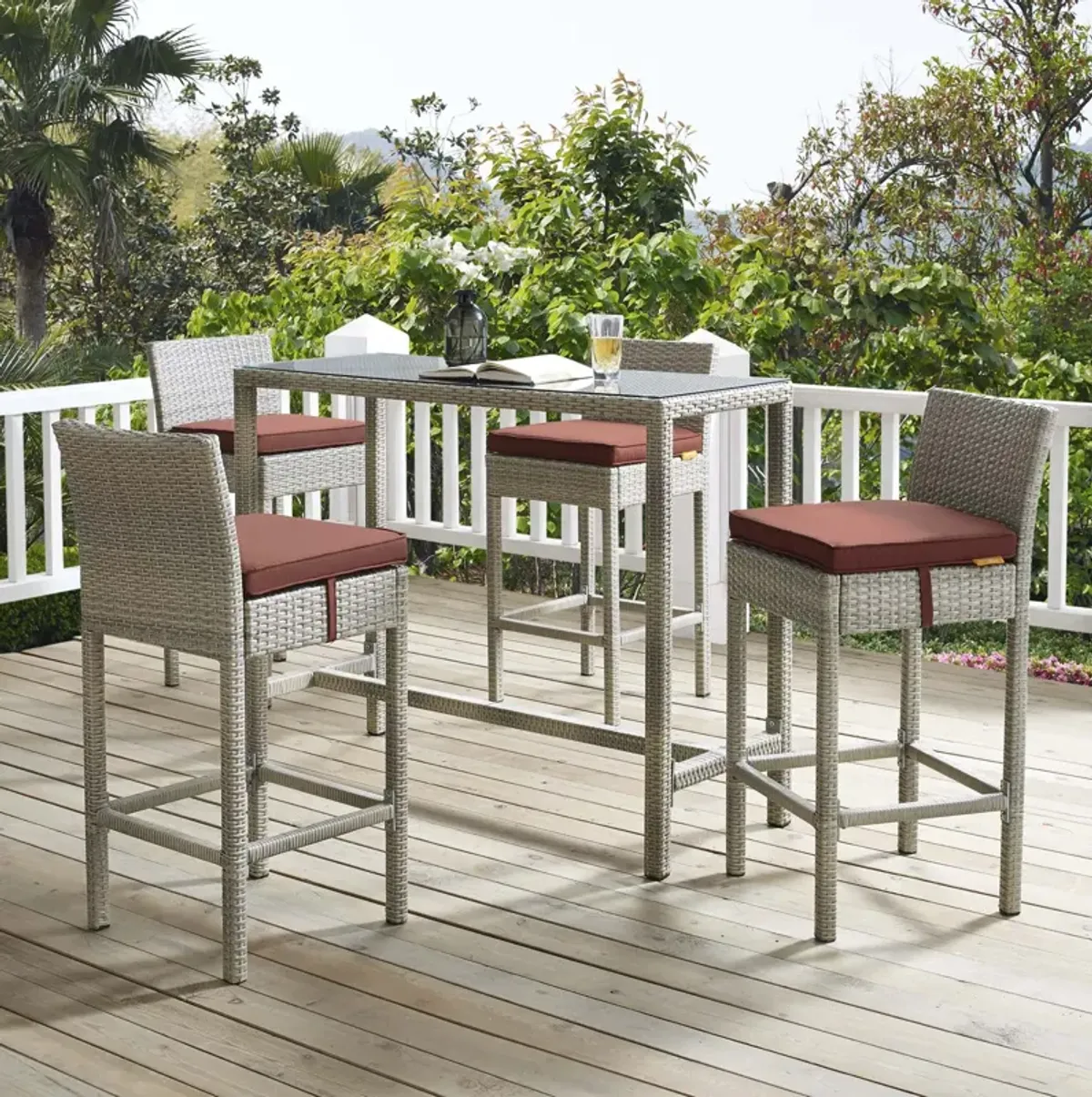 Conduit 5 Piece Outdoor Patio Wicker Rattan Set