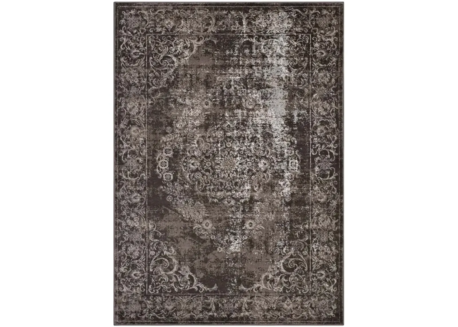 Gamela Rustic Vintage Ornate Floral Medallion 5x8 Area Rug