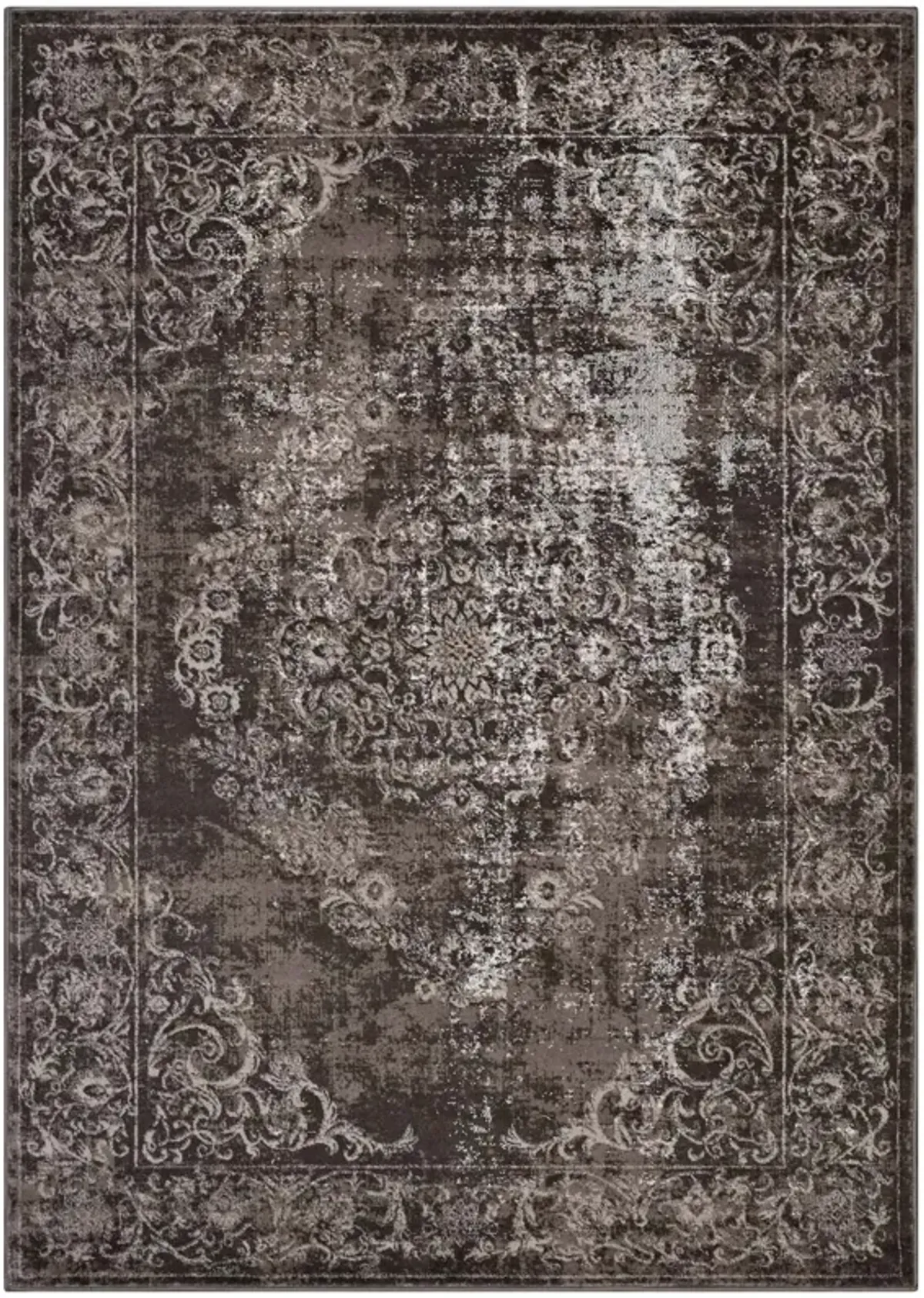 Gamela Rustic Vintage Ornate Floral Medallion 5x8 Area Rug