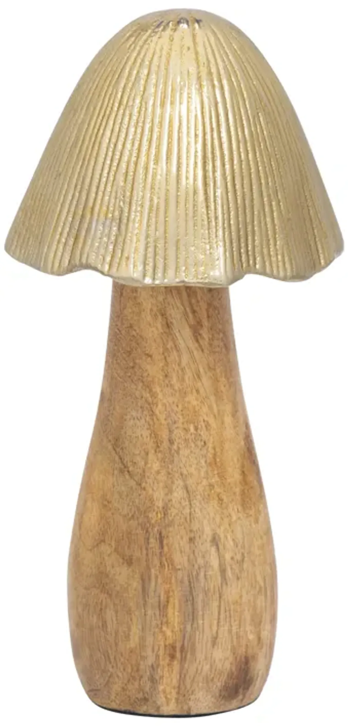 Wood, 8" Mushroom With Metal Top, Gold