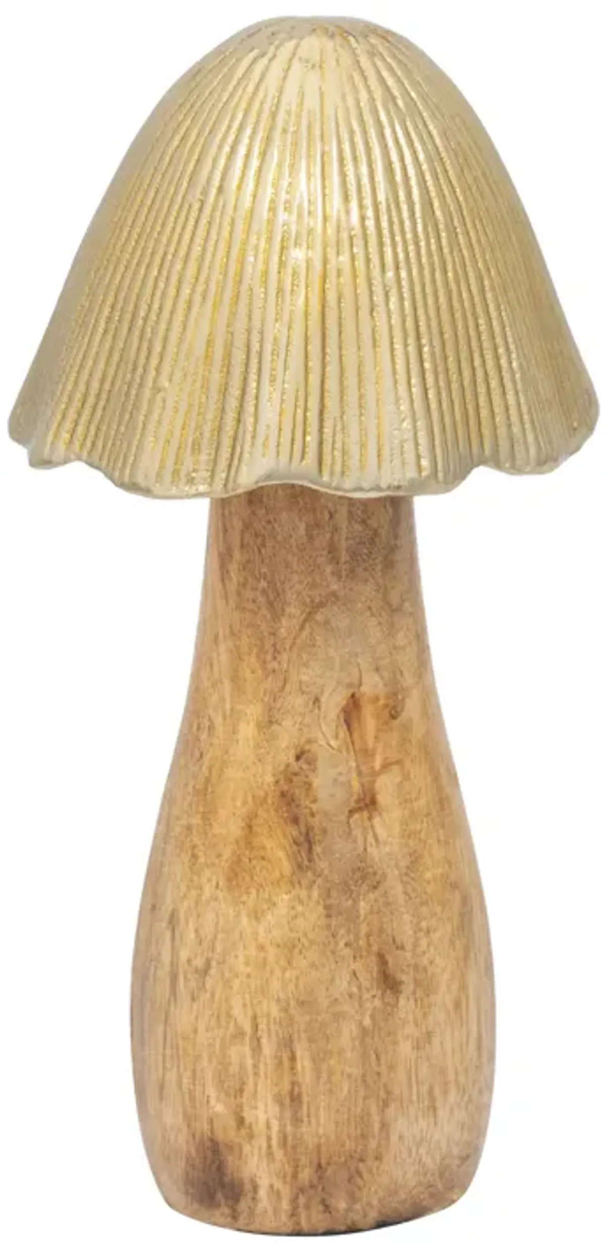 Wood, 8" Mushroom With Metal Top, Gold