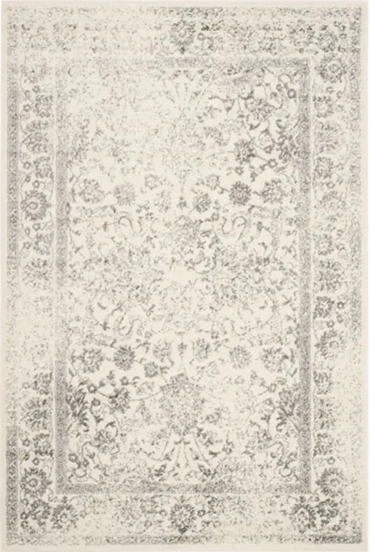 Adirondack Contemporary Ivory / Silver 6' X 6' Round Powerloomed Rug