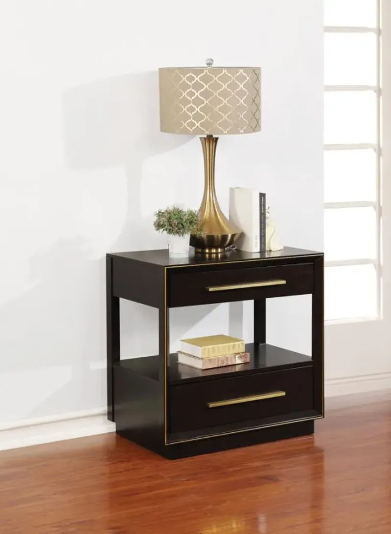 Darlene 2-Drawer Nightstand Smoked Peppercorn