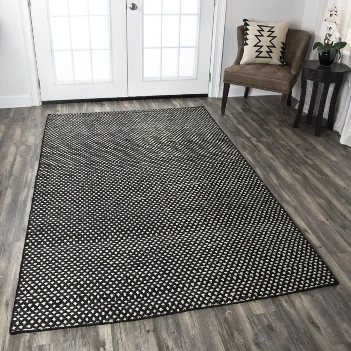 Ellington Black pattern  Jute / Wool  8' x 10' Rectangle Rug