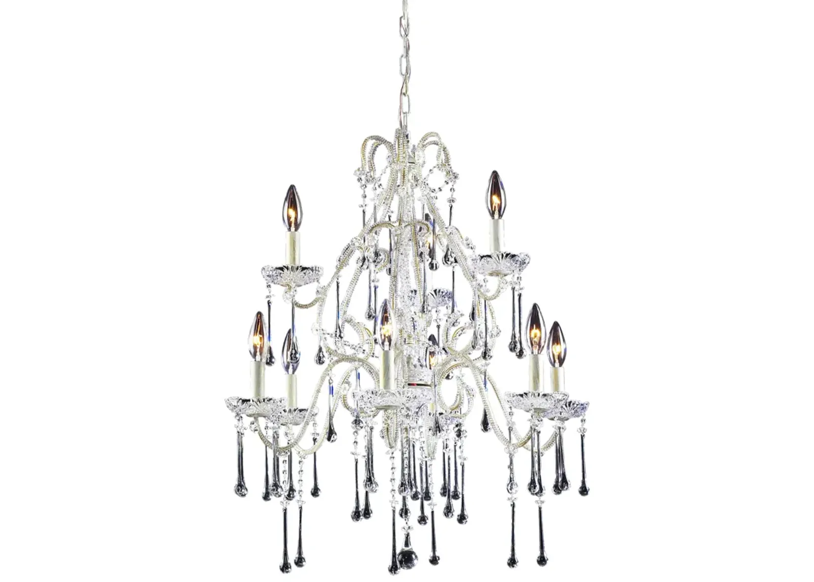 Opulence 25" Wide 9-Light Chandelier - Antique White