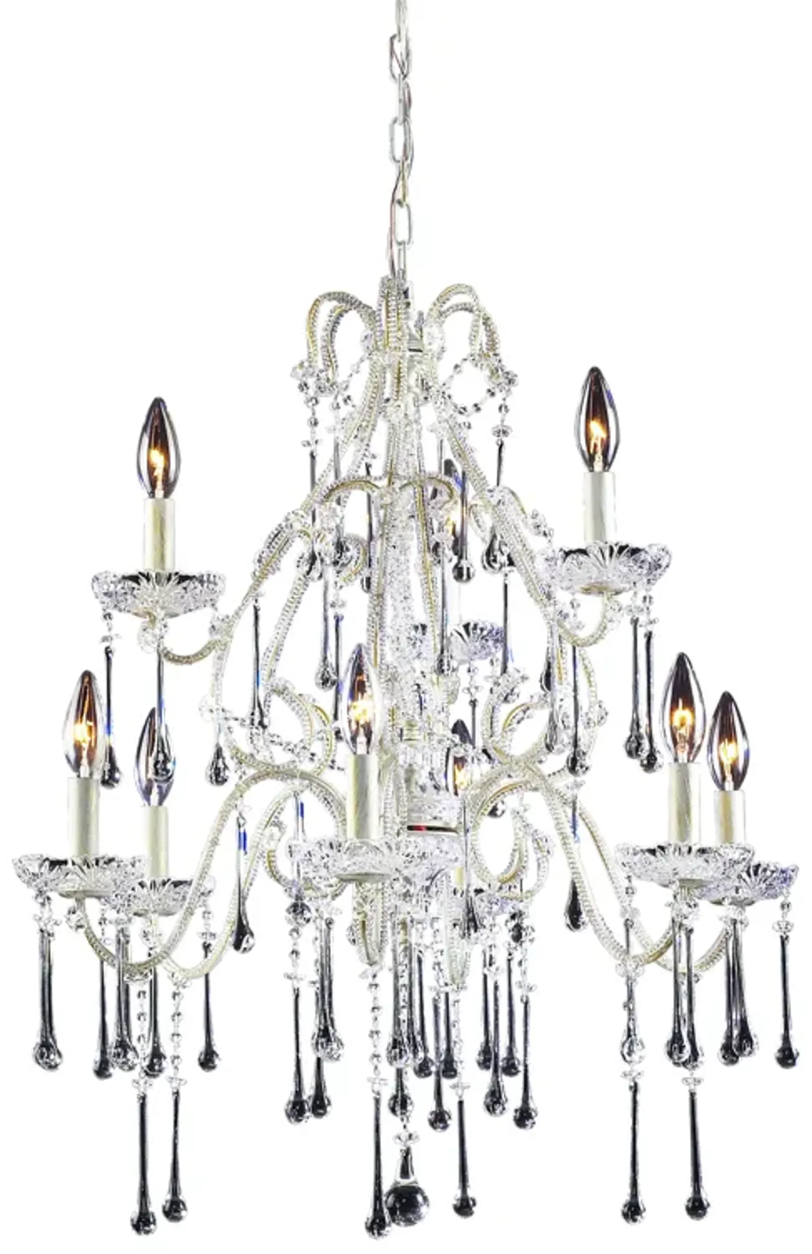 Opulence 25" Wide 9-Light Chandelier - Antique White