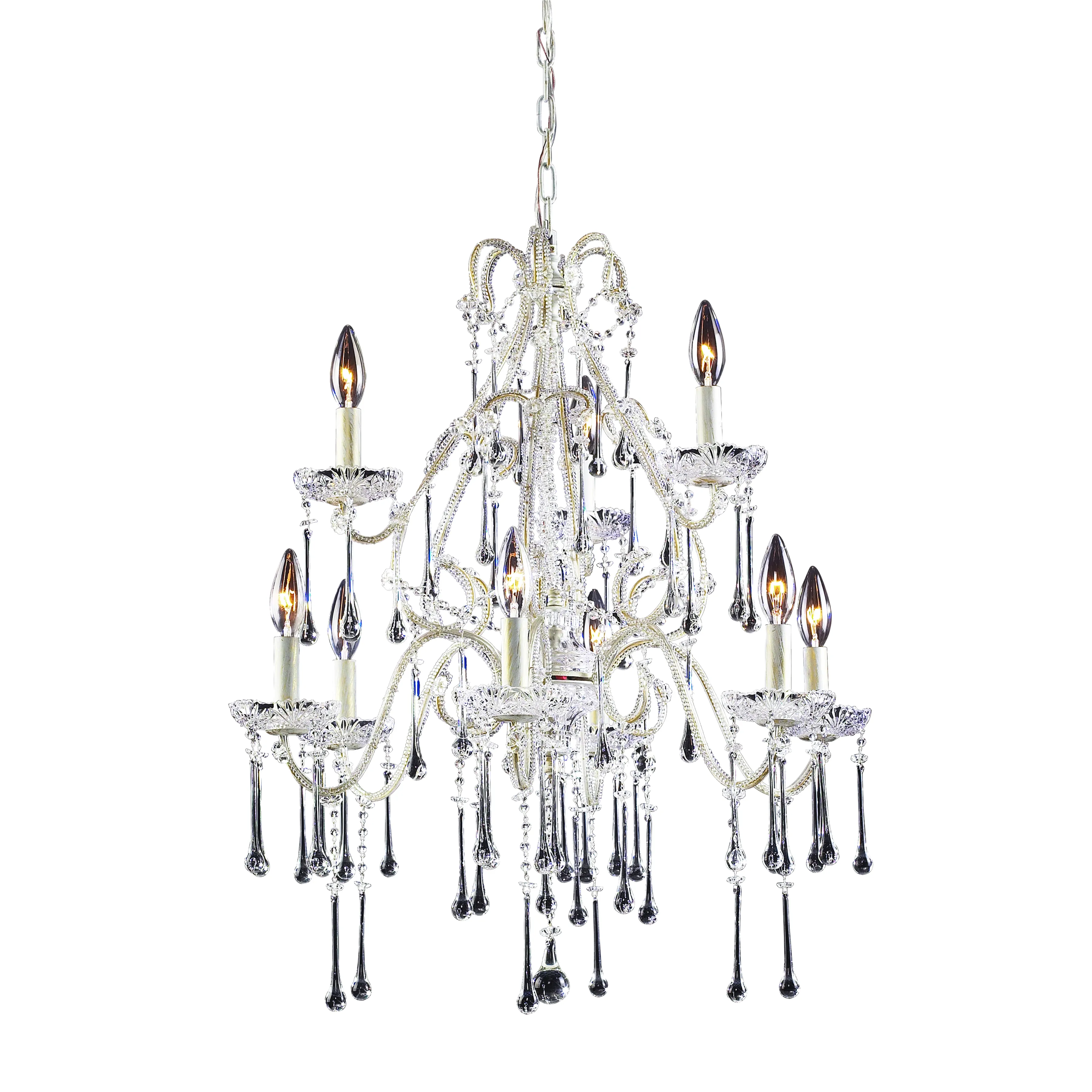 Opulence 25" Wide 9-Light Chandelier - Antique White