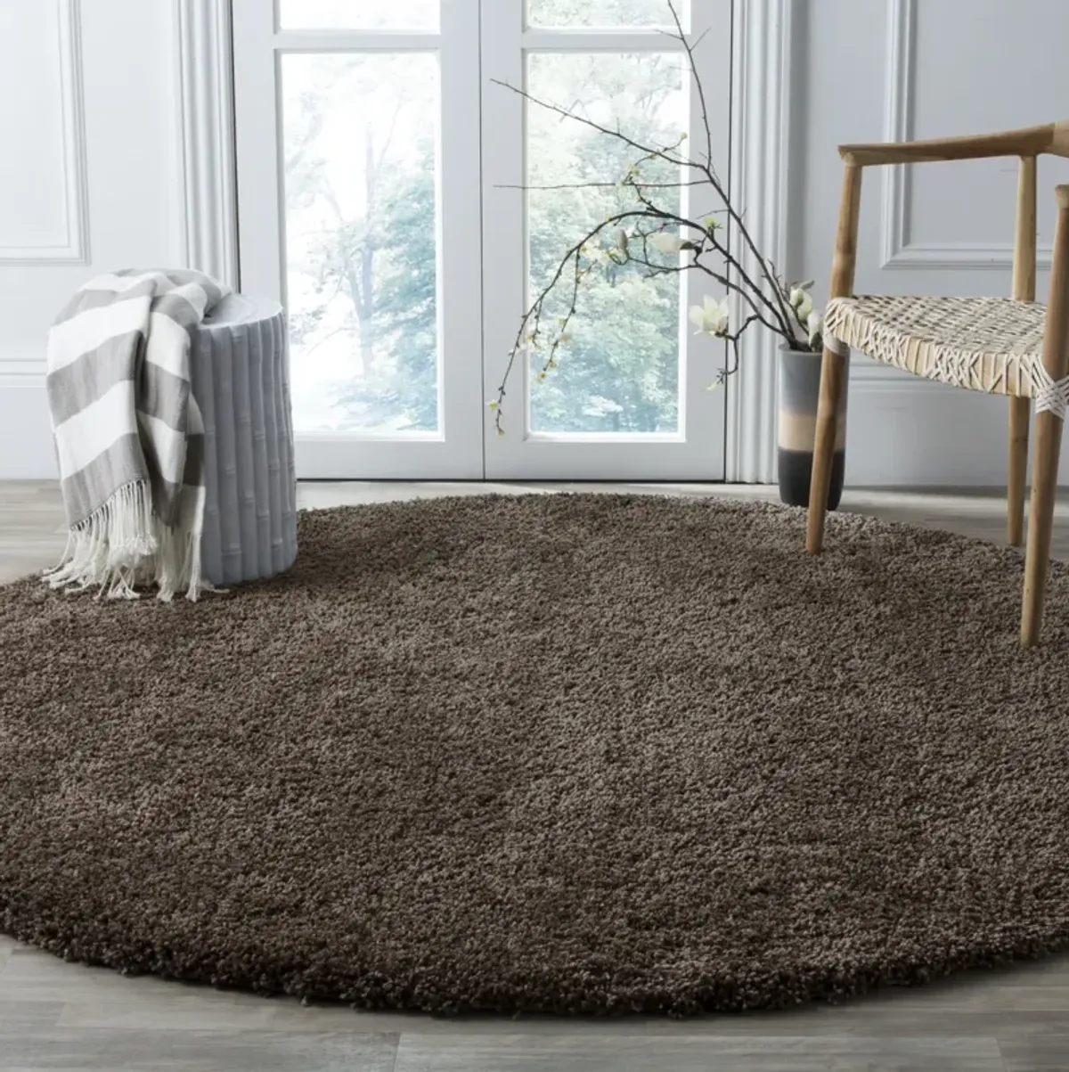 SANTA MONICA SHAG 725 MUSHROOM 3' x 3' Round Round Rug