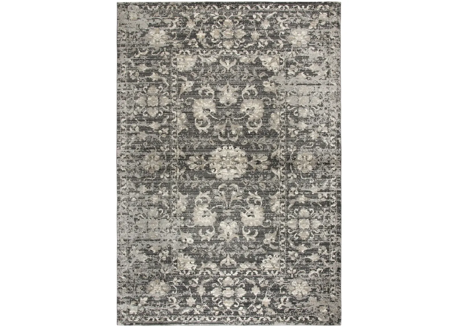 Panache Gray/Taupe Floral Distress Polypropylene 7'10" x 10'10" Rectangle Rug