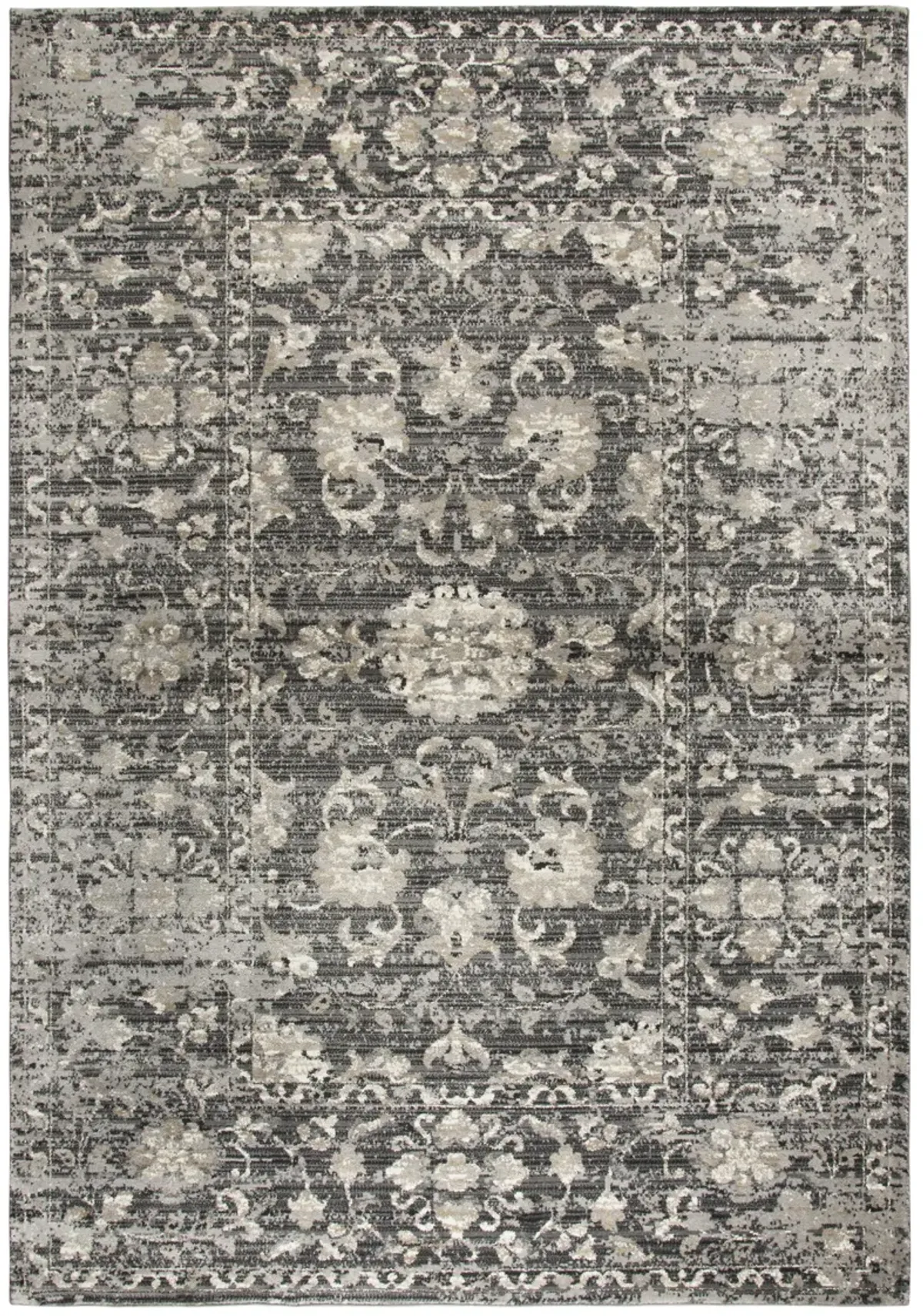 Panache Gray/Taupe Floral Distress Polypropylene 7'10" x 10'10" Rectangle Rug