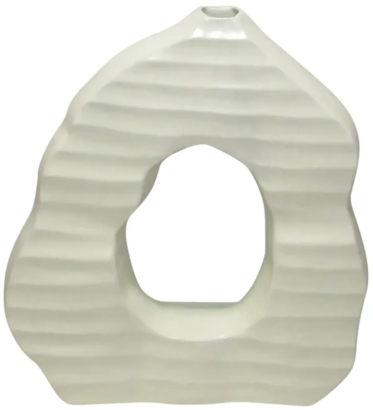 14" Ribbed Open-cut Out Vase, Ivory