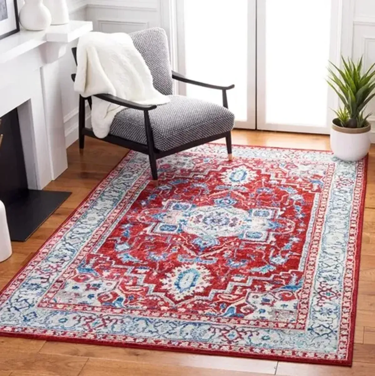 Brentwood 851 Red / Beige 6' X 9' Medium Rectangle Powerloomed Rug