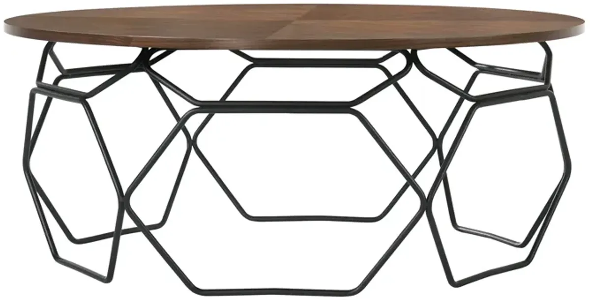 Cosmo Walnut Veneer Coffee Table with Black Metal Base