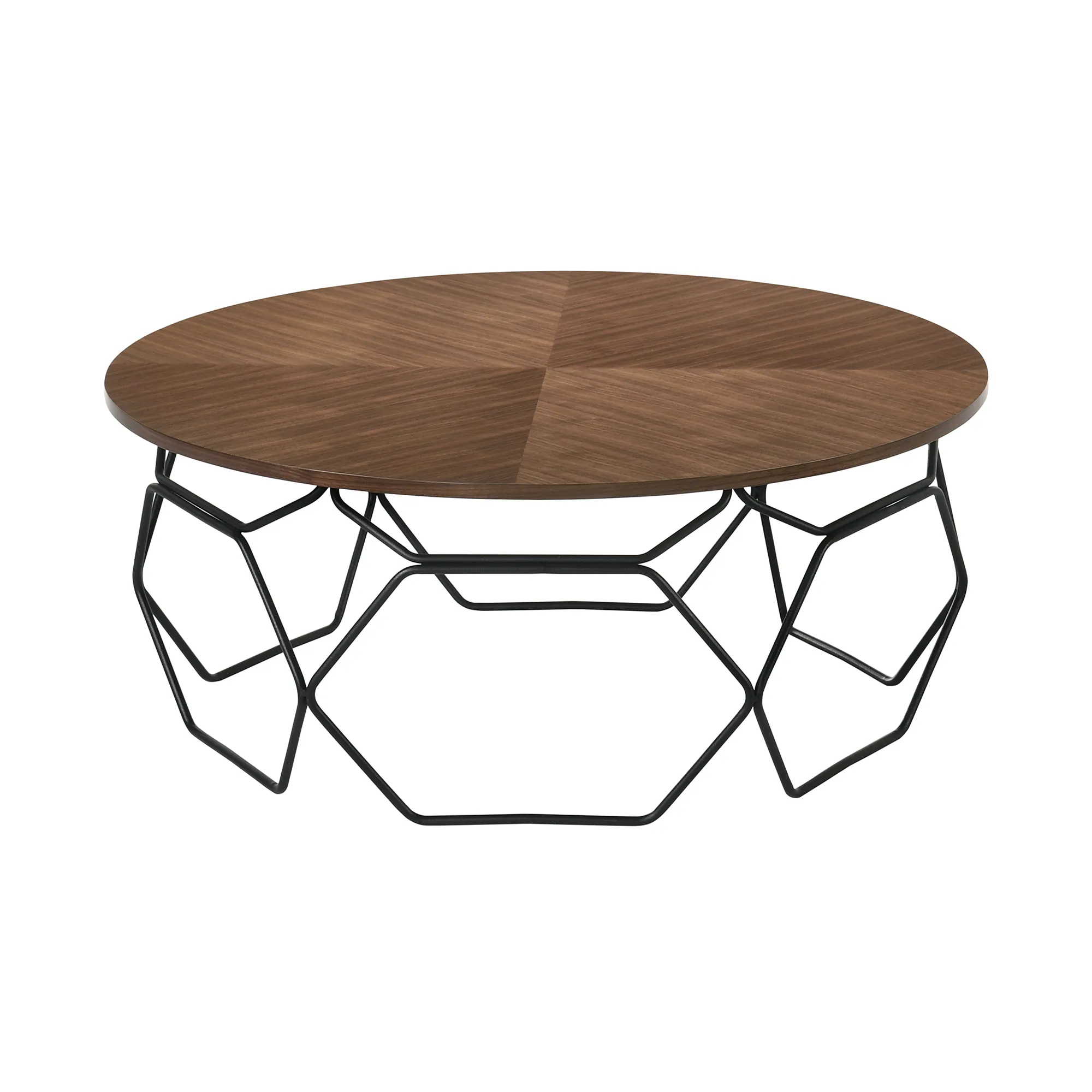 Cosmo Walnut Veneer Coffee Table with Black Metal Base