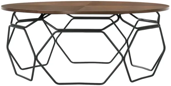 Cosmo Walnut Veneer Coffee Table with Black Metal Base