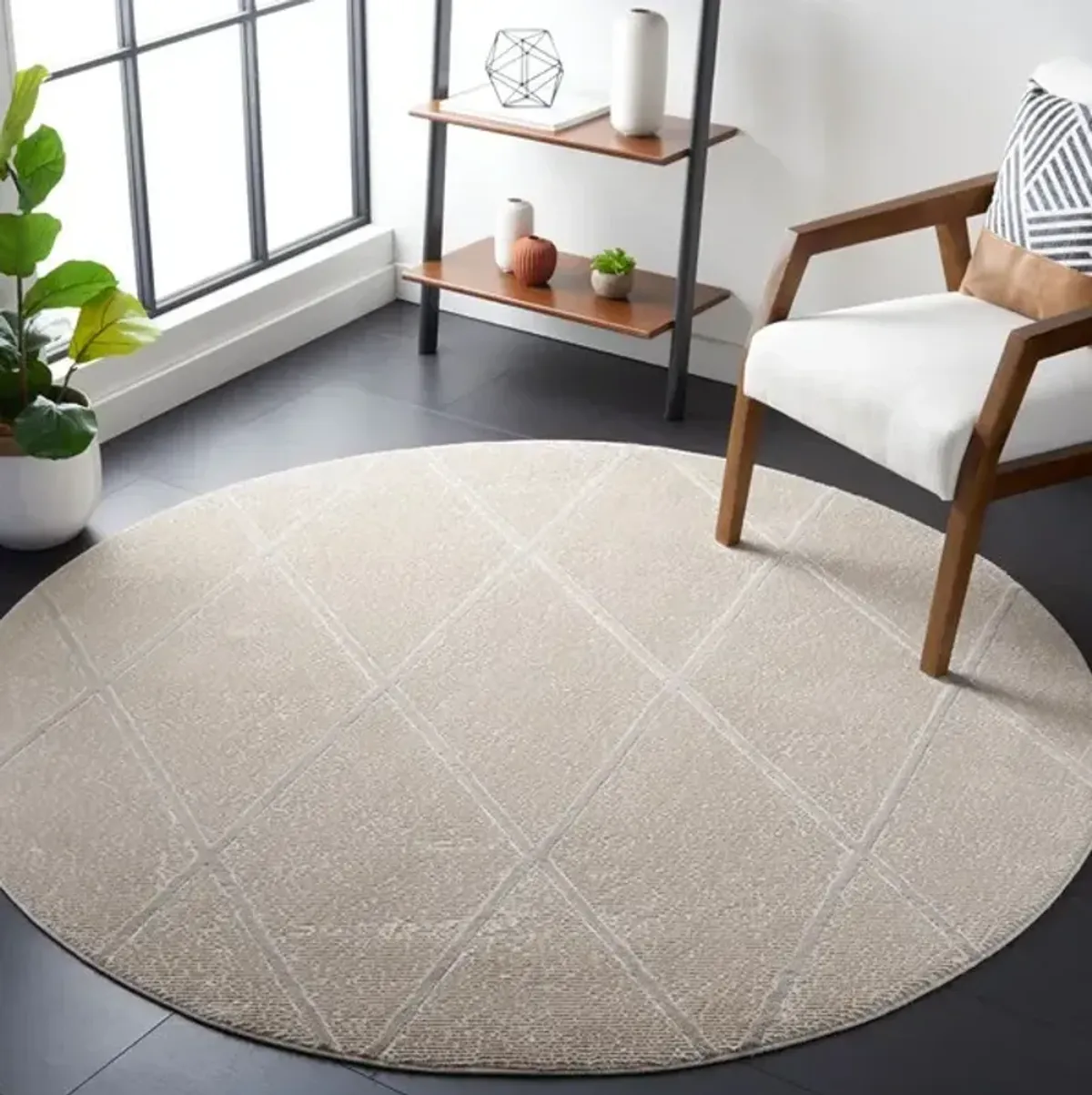 REVIVE 104 Beige  6'-7' X 6'-7' Round Round Rug