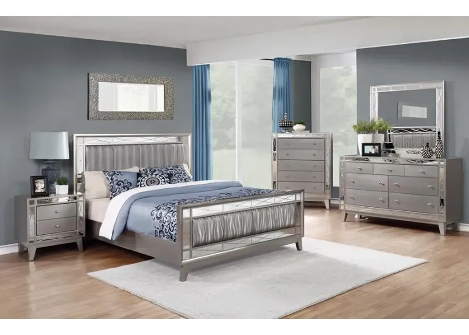 Leighton Bedroom Set Metallic Mercury