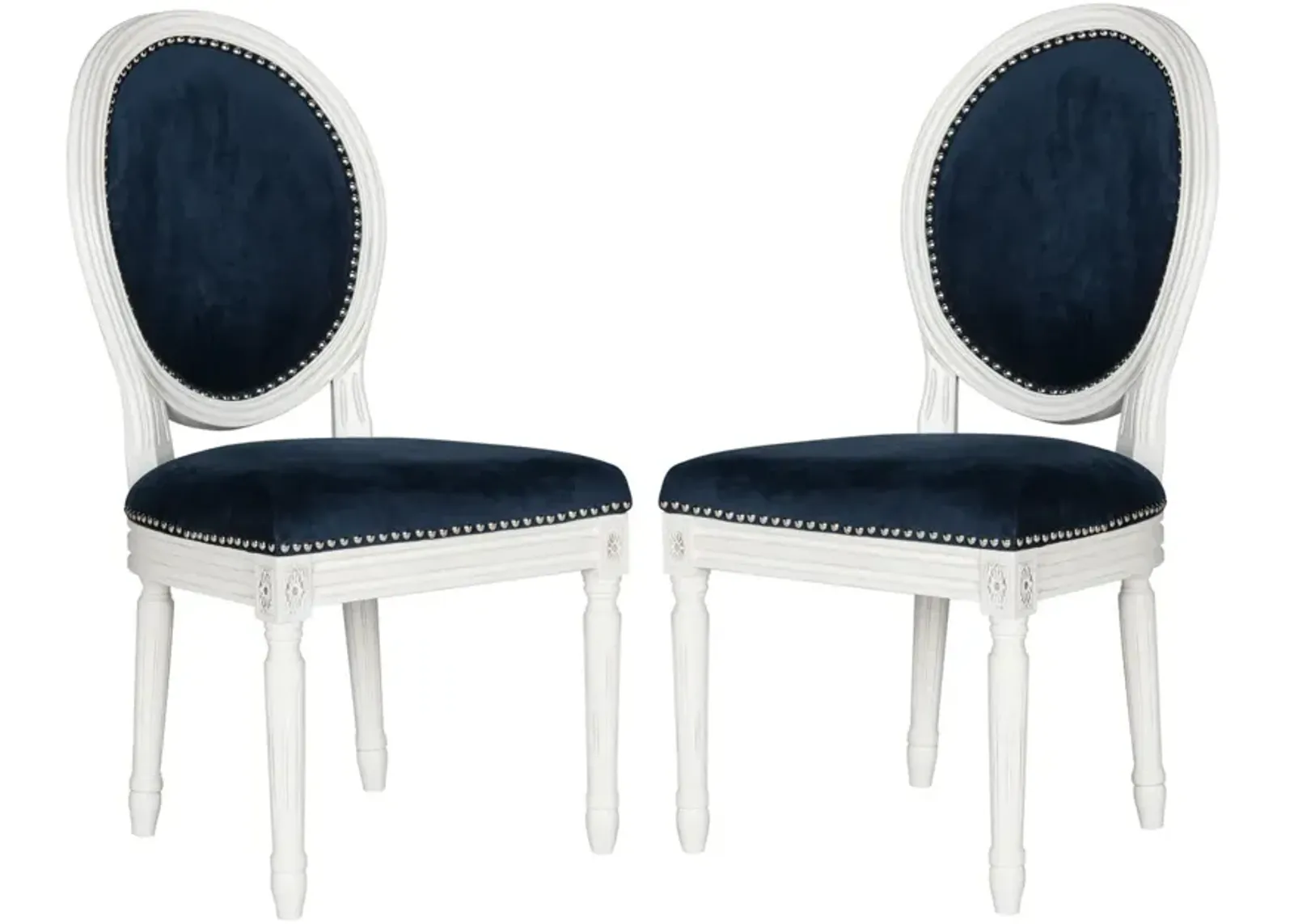 HOLLOWAY 19''H FRENCH BRASSERIE VELVET OVAL SIDE CHAIR - SILVER NAIL HEADS - Set of 2