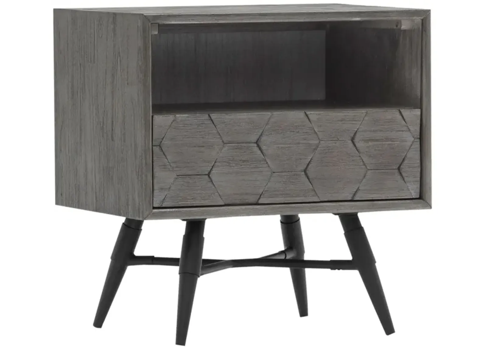 Makena 1 Drawer Night Stand in Grey Acacia Wood