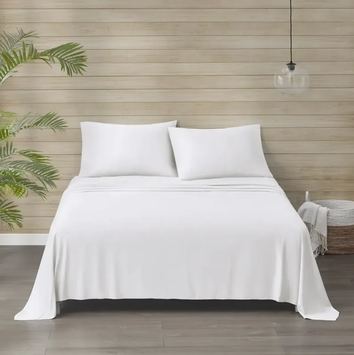 Beautyrest Tencel Polyester Blend White Sheet Set