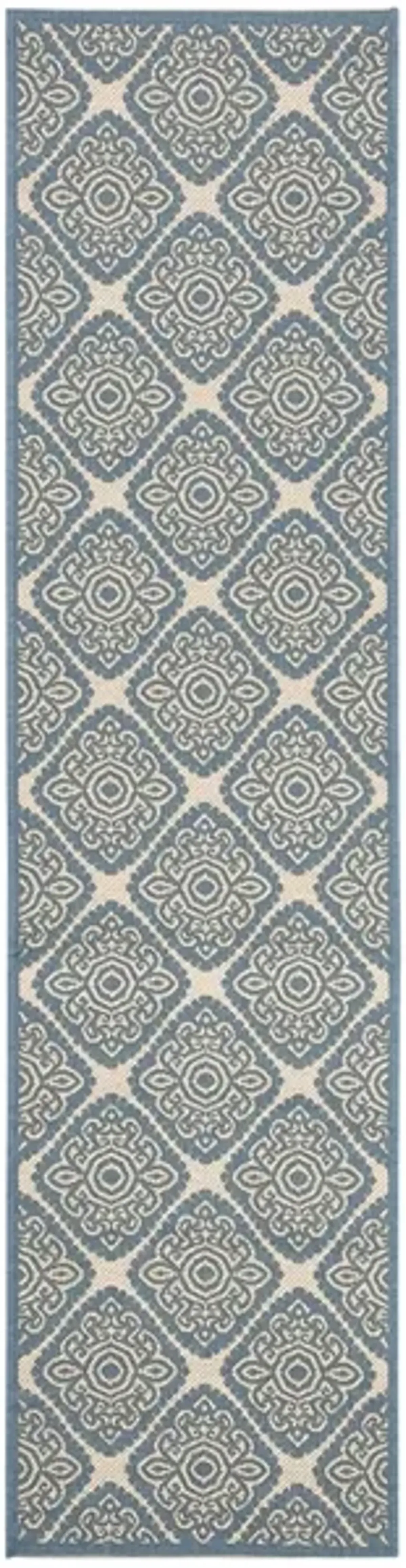 Safavieh BEACH HOUSE Collection BHS132N-28 Cream / Blue 2'-2" X 8'