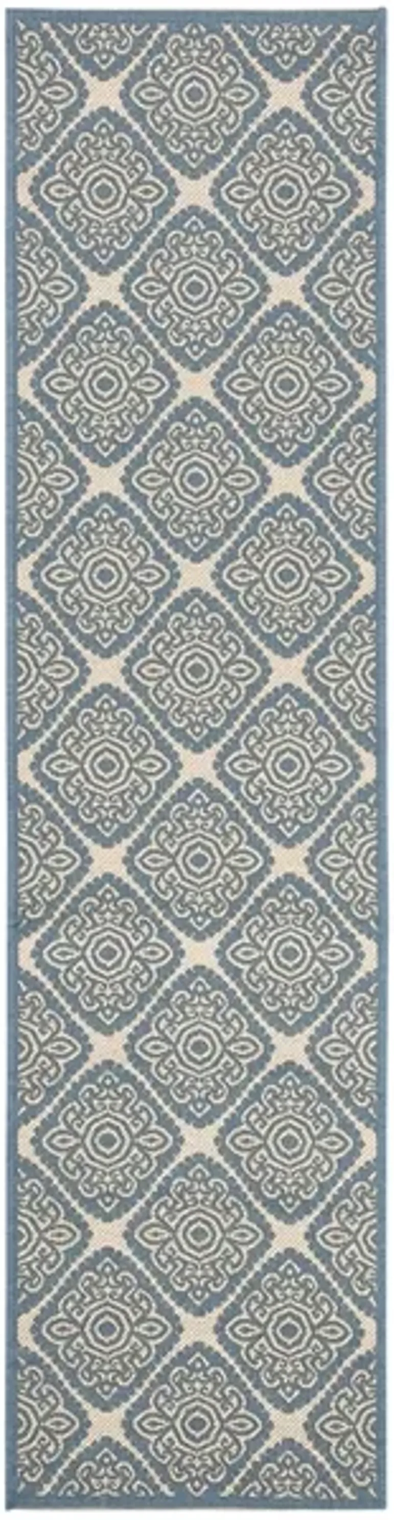 Safavieh BEACH HOUSE Collection BHS132N-28 Cream / Blue 2'-2" X 8'