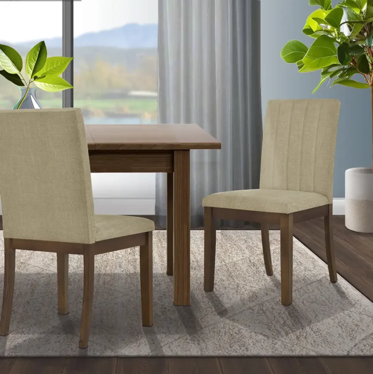 Upholstered Channel-back Dining Chair Set of 2