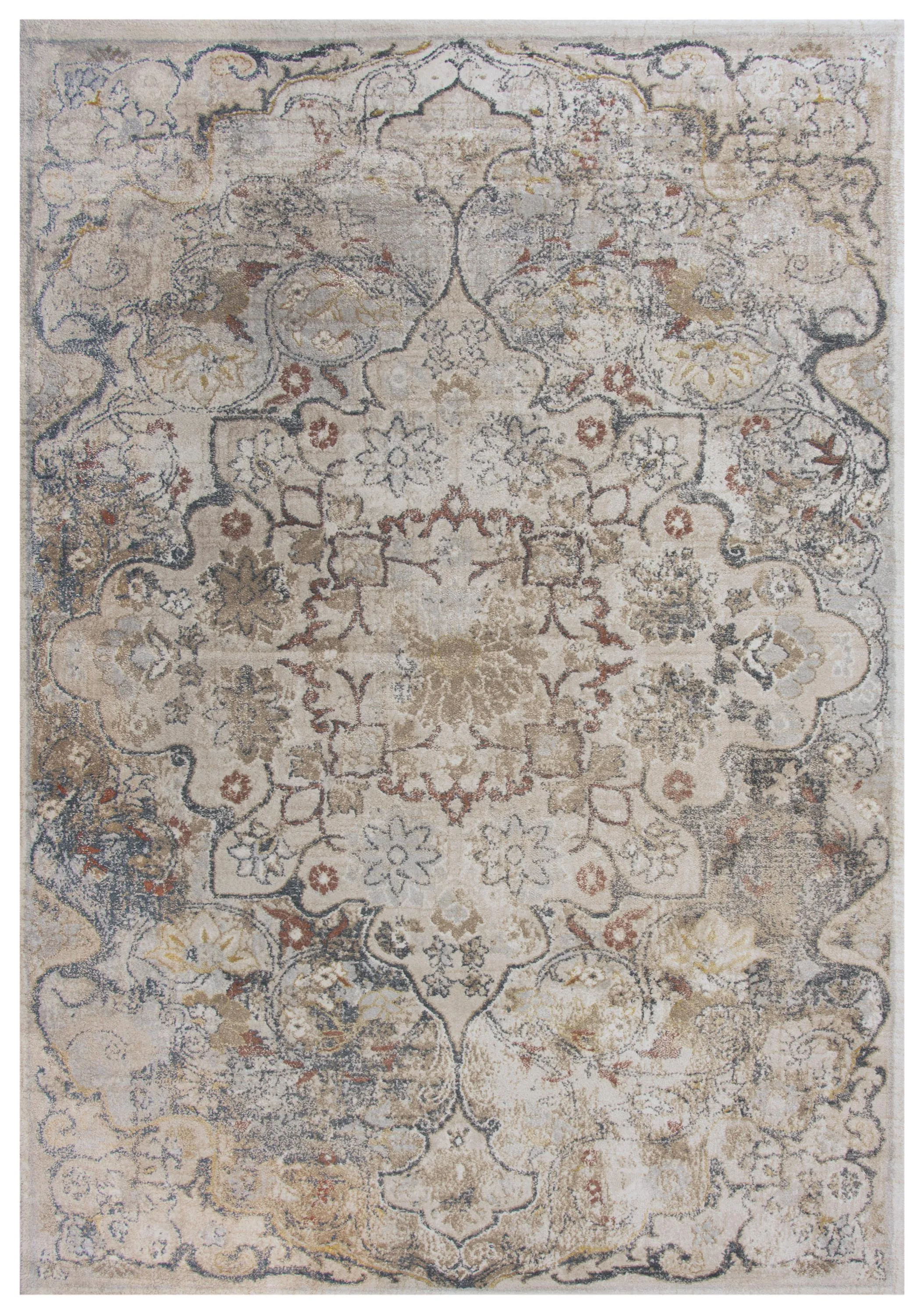 Bristol Beige/Copper medallion Polypropylene/Polyester 5'3" x 7'6" Rectangle Rug