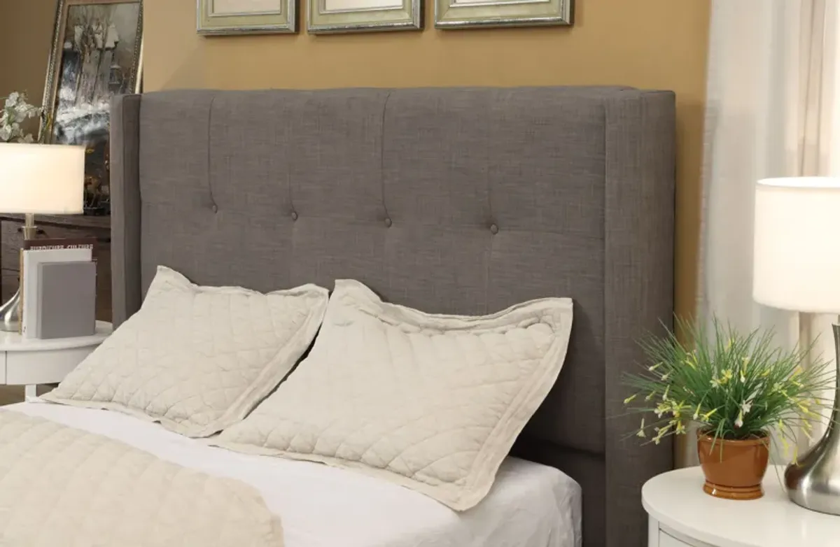 Madeleine King-size Wingback Upholstered Headboard in Dolphin Linen