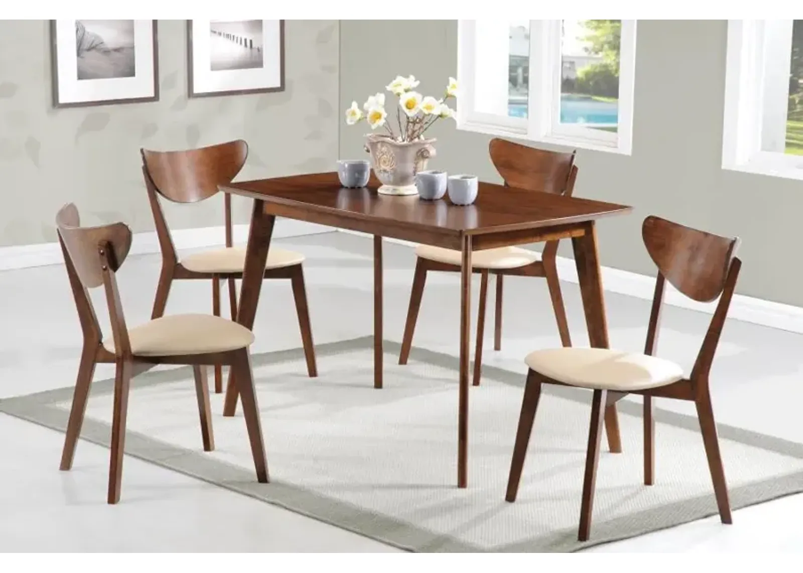 Kersey 5-piece Rectangular Dining Set Chestnut and Tan