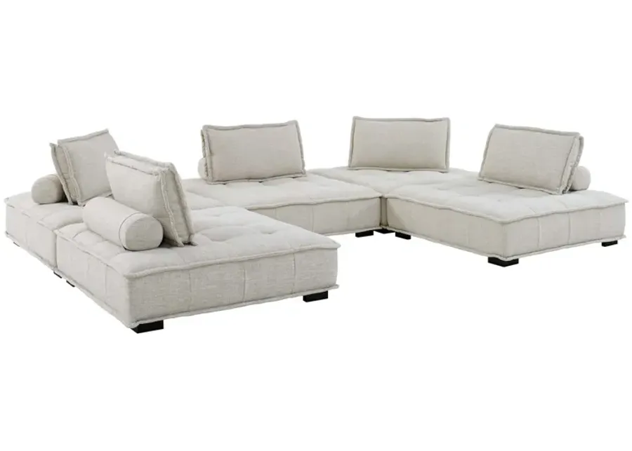 Saunter Tufted Fabric Fabric 5-Piece Sectional Sofa