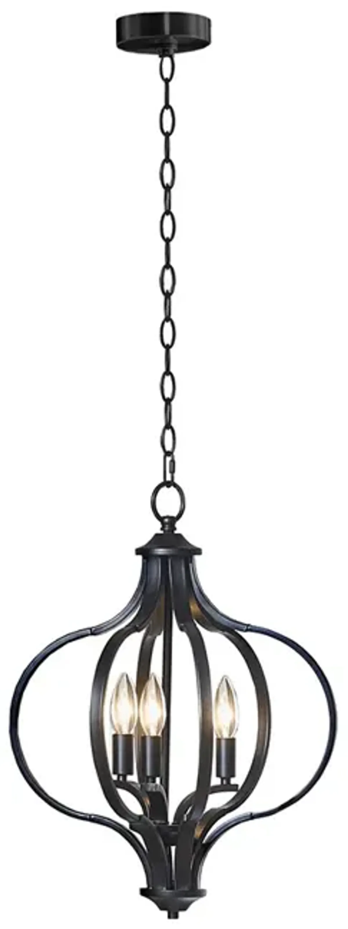 Hampton Hill Nava Black 3-Light Metal Chandelier with Adjustable Chain