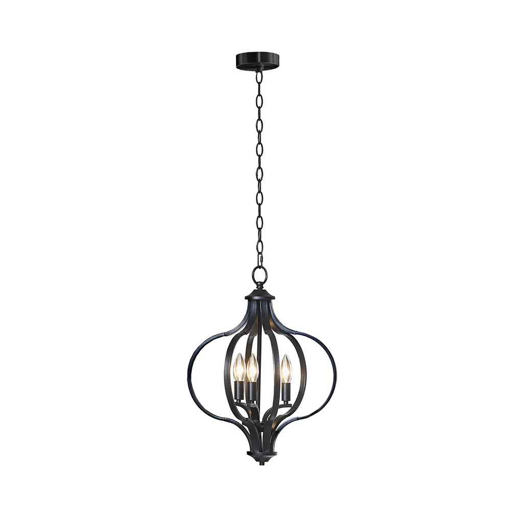 Hampton Hill Nava Black 3-Light Metal Chandelier with Adjustable Chain