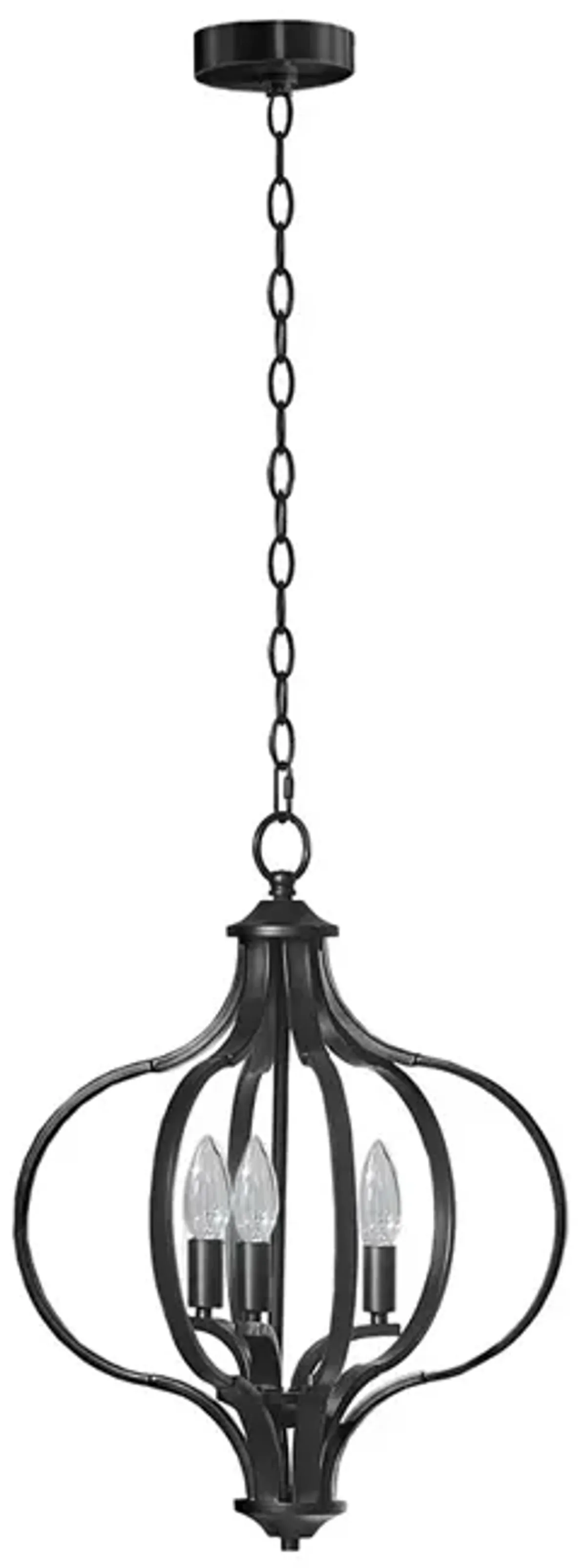 Hampton Hill Nava Black 3-Light Metal Chandelier with Adjustable Chain