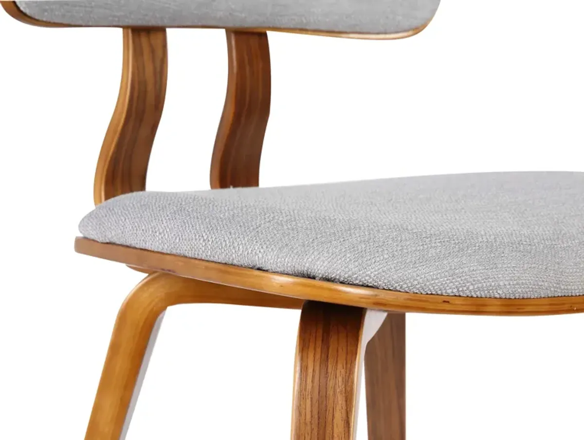 Jaguar Mid-Century Dining Chair in Walnut Wood and Gray Fabric