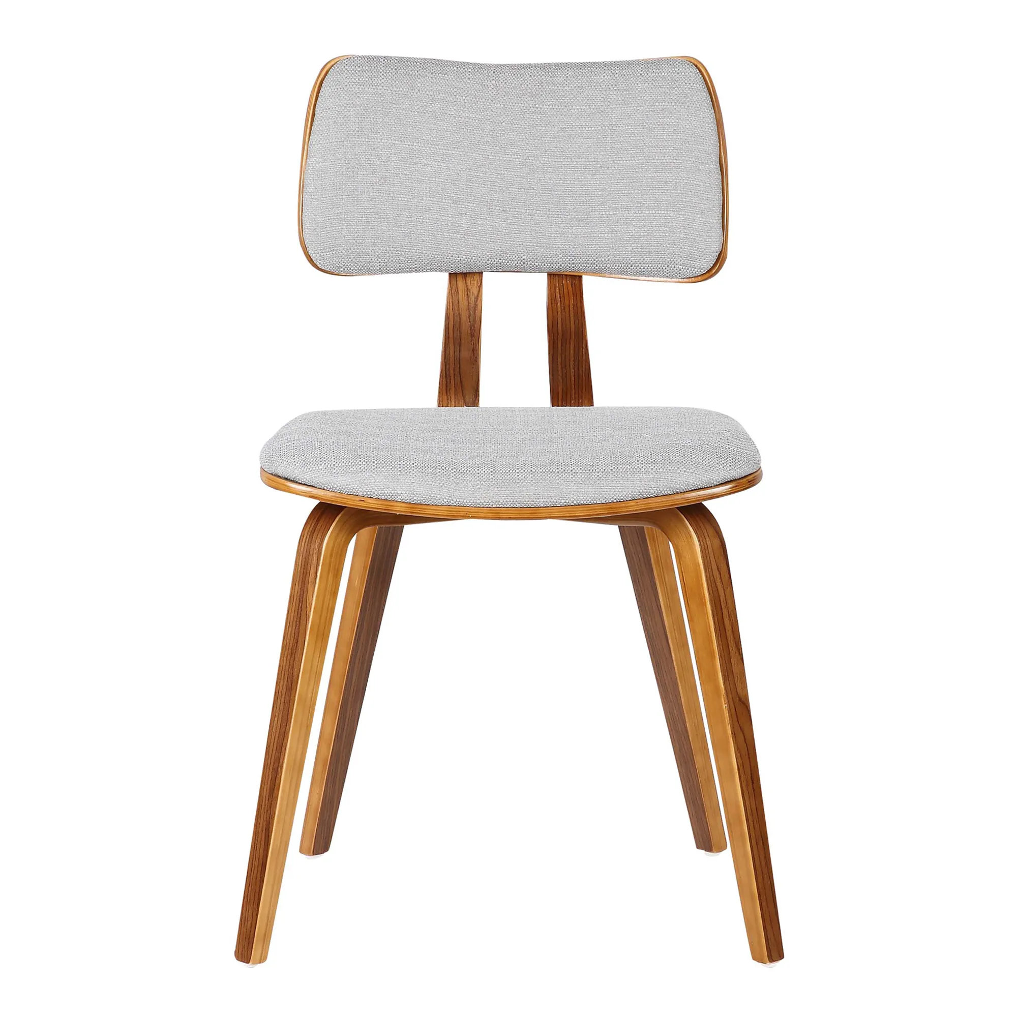 Jaguar Mid-Century Dining Chair in Walnut Wood and Gray Fabric