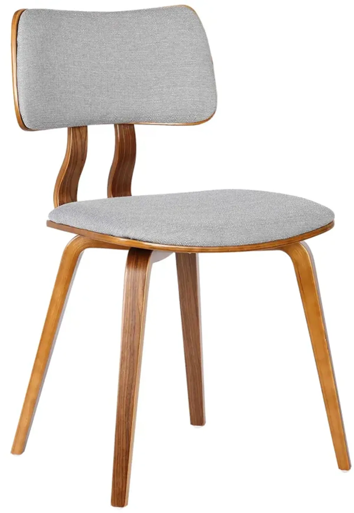 Jaguar Mid-Century Dining Chair in Walnut Wood and Gray Fabric