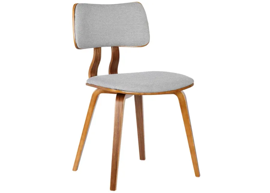 Jaguar Mid-Century Dining Chair in Walnut Wood and Gray Fabric