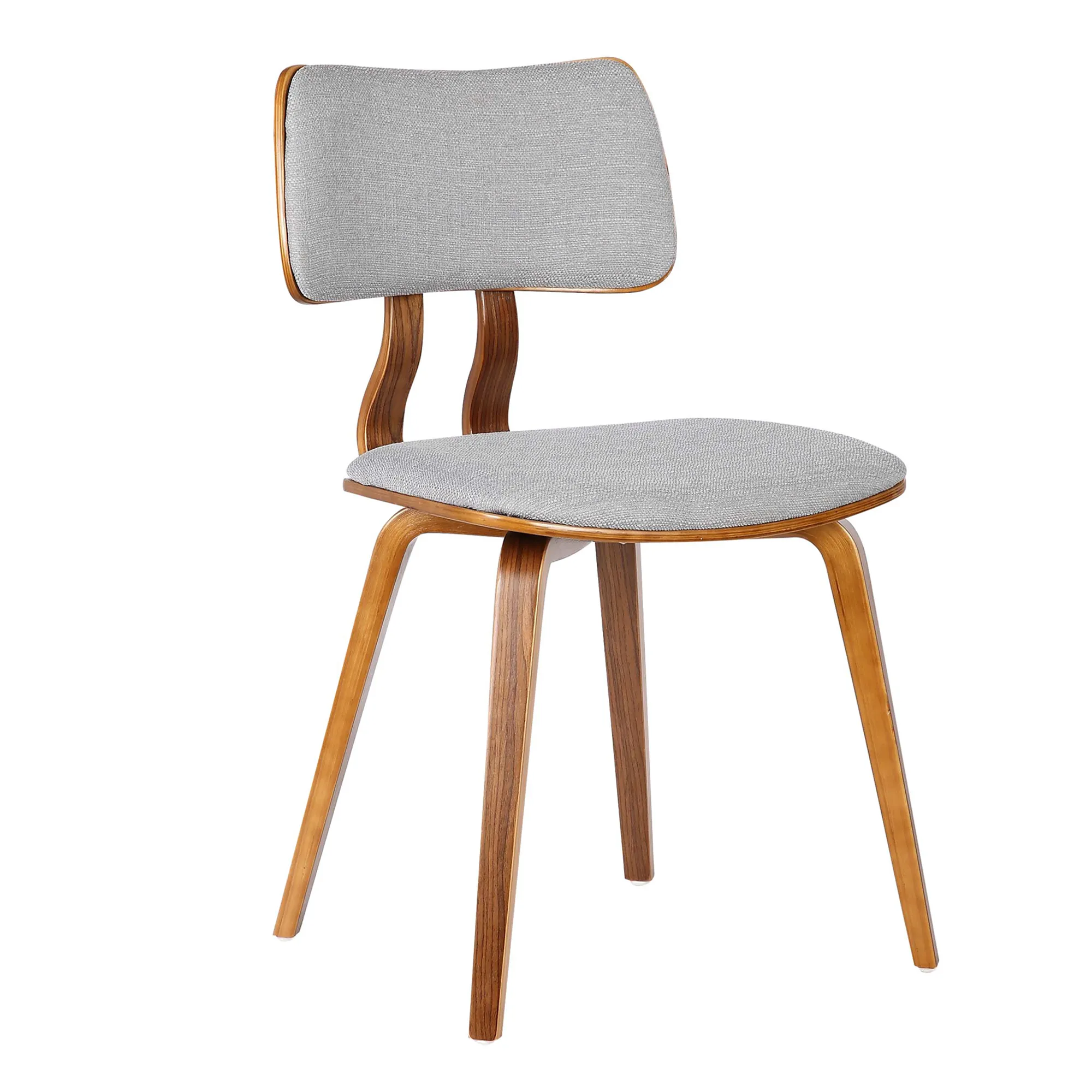 Jaguar Mid-Century Dining Chair in Walnut Wood and Gray Fabric