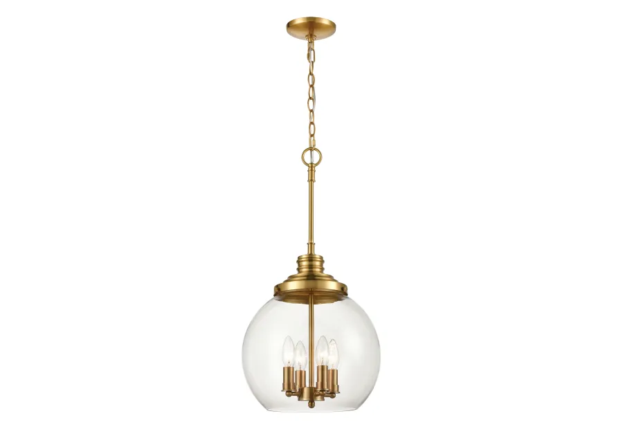 Chandra 13" Wide 4-Light Pendant - Burnished Brass